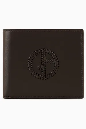 Giorgio Armani Portefeuille à deux volets en nappa avec logo brodé