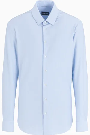 Giorgio Armani Chemise coupe slim en jersey de mélange de coton à rayures