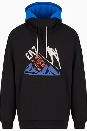 EA7 Sweat-shirt à capuche Graphic Series en coton mélangé avec imprimé