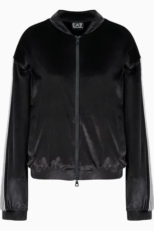 EA7 Sweat-shirt à capuche Athletic Velour en tissu technique stretch