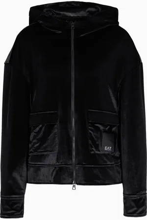 EA7 Sweat-shirt façon cardigan Athletic Velour en tissu technique stretch