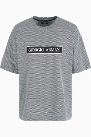 Giorgio Armani T-shirt Collection Denim en coton avec logo jacquard
