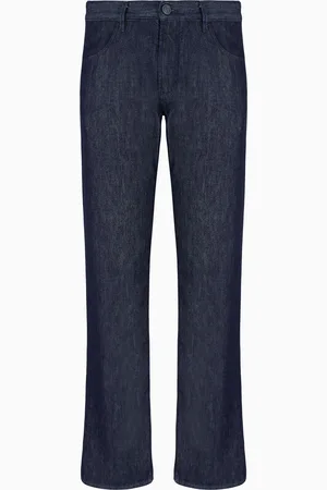 Giorgio Armani Pantalon 5 poches coupe classique en denim de coton et soie