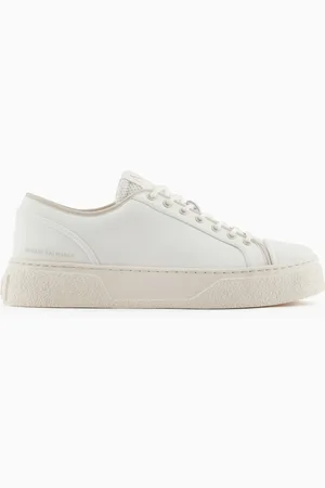 Armani Exchange Baskets en cuir avec empiècement en mesh