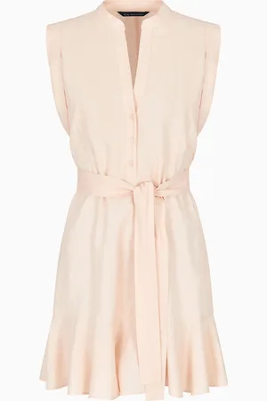 Armani Exchange Robe courte en lin et coton avec ceinture