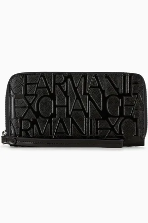 Armani Exchange Portefeuille zippé avec grand logo all-over