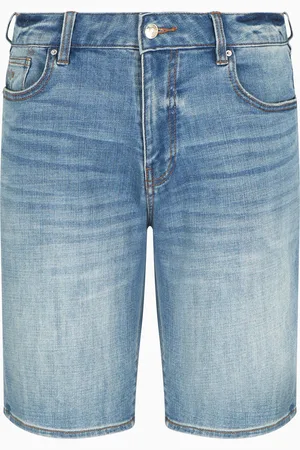 Armani Exchange Short en jean de coton avec surpiqûres contrastées
