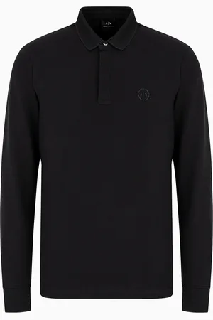 Armani Exchange Polo coupe slim en coton stretch à manches longues