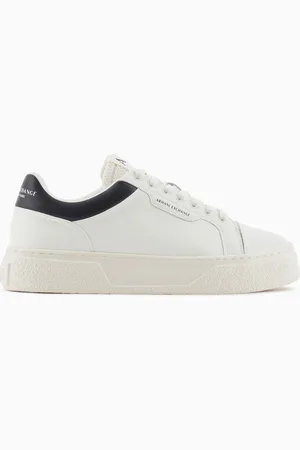Armani Exchange Baskets en cuir martelé avec dos contrasté