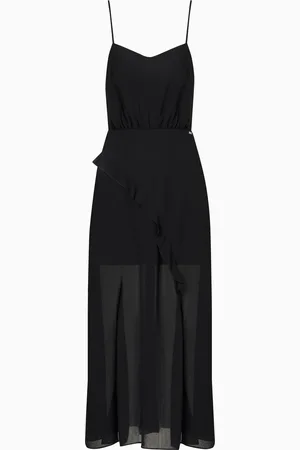 Armani Exchange Robe longue fendue en crêpe