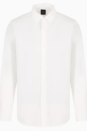 Armani Exchange Chemise en coton coupe régulière avec logo intégral ton sur ton