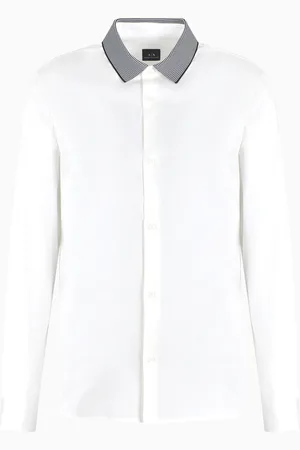 Armani Exchange Chemise slim fit en coton stretch avec col contrasté