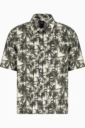 Armani Exchange Chemise coupe régulière à motif palmier