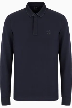 Armani Exchange Polo coupe slim en coton stretch à manches longues