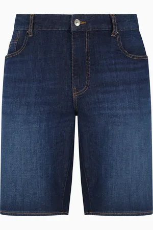 Armani Exchange Short en jean de coton avec surpiqûres contrastées
