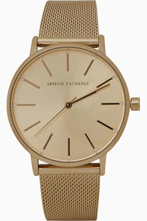 Armani Exchange Montre à trois aiguilles en acier inoxydable doré