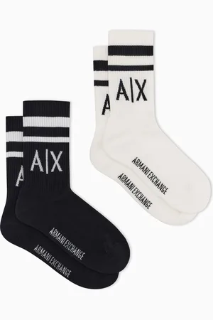 Armani Exchange Lot de 2 paires de chaussettes en coton mélangé avec logo