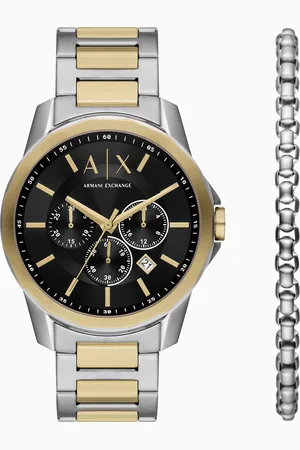 Armani Exchange Ensemble de montre chronographe en acier inoxydable bicolore avec bracelet