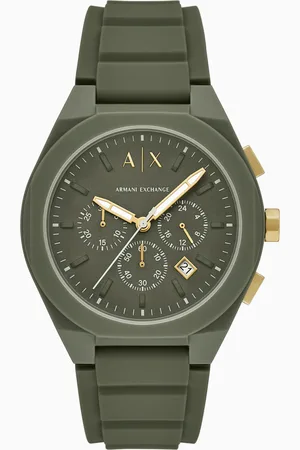 Armani Exchange Montre chronographe en silicone vert