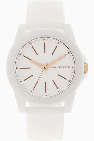 Armani Exchange Three-Hand White Silicone Watch and Luggage Tag Gift Set