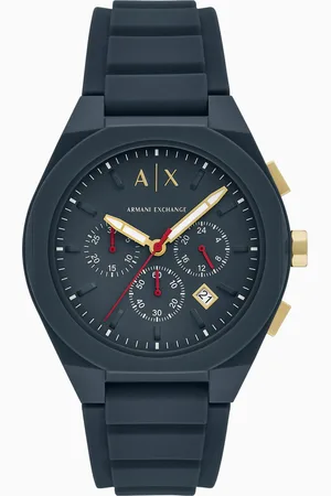Armani Exchange Montre chronographe en silicone bleu