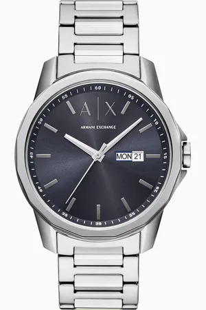 Armani Exchange Montre en acier inoxydable à trois aiguilles avec affichage du jour et de la date