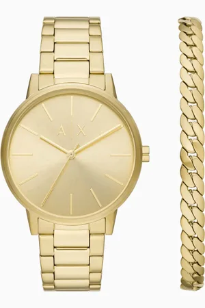 Armani Exchange Ensemble montre à trois aiguilles et bracelet en acier inoxydable