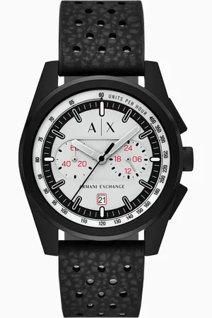 Armani Exchange Montre chronographe en caoutchouc noir