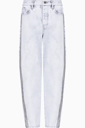 Armani Exchange Jean coupe carotte en denim rigide avec clous