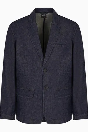 Armani Exchange Veste à simple boutonnage en coton et lin
