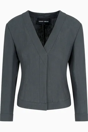 Giorgio Armani Veste courte à simple boutonnage en lin