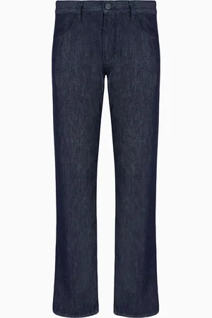 Giorgio Armani Pantalon 5 poches coupe classique en denim de coton et soie