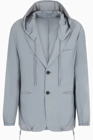 Emporio Armani Blazer à simple boutonnage et capuche en nylon stretch