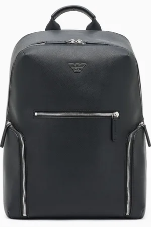 Emporio Armani Sac à dos avec plaquette aigle ASV en cuir saffiano régénéré
