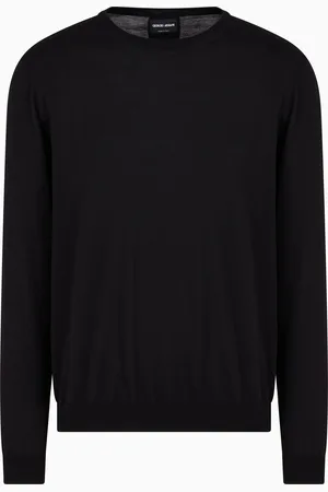 Giorgio Armani Pull à col ras-du-cou et manches longues en soie et coton