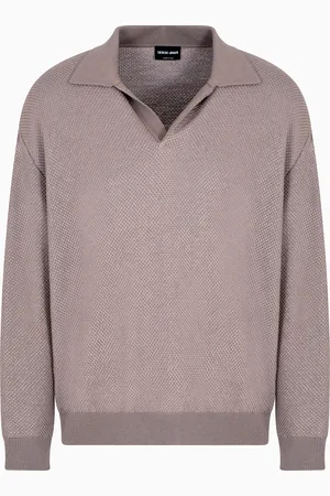 Giorgio Armani Polo en laine vierge et viscose micro jacquard