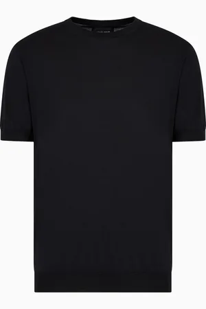 Giorgio Armani Pull à col ras-du-cou et manches courtes en soie et coton