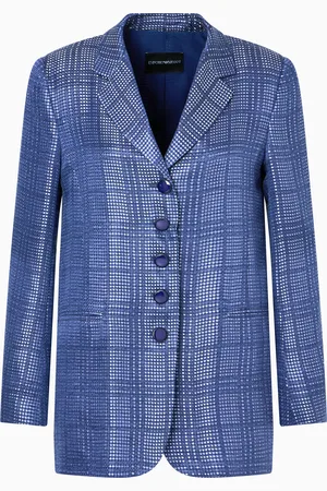 Emporio Armani Blazer à simple boutonnage en cupro mélangé avec motif à carreaux