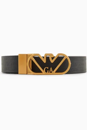 Emporio Armani Ceinture réversible en cuir imprimé monogramme avec boucle aigle