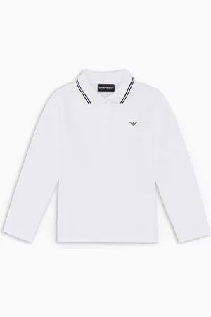 Emporio Armani Polo en piqué stretch à manches longues avec col profilé