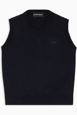 Emporio Armani Veste sans manches avec col V en maille point de blé