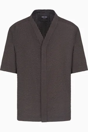 Giorgio Armani Chemise à manches courtes en mélange de coton seersucker