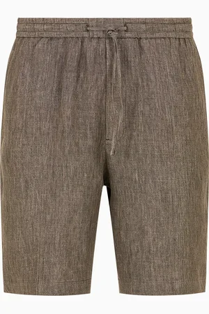 Emporio Armani Bermuda à cordon de serrage en lin délavé toucher crêpe