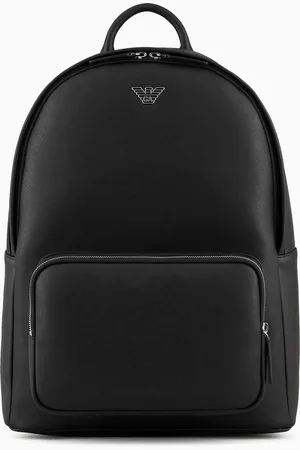 Emporio Armani Sac à dos rond avec plaquette aigle ASV en cuir saffiano régénéré