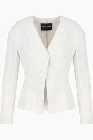Giorgio Armani Veste courte à simple boutonnage en lin