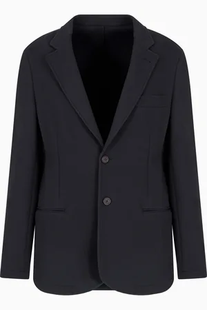 Emporio Armani Blazer droit Travel Essential en jersey gaufré