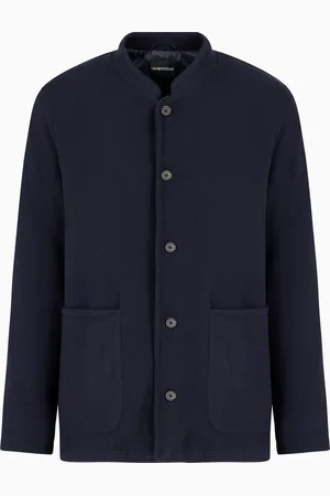 Emporio Armani Blazer col officier en maille rase vanisée de laine vierge