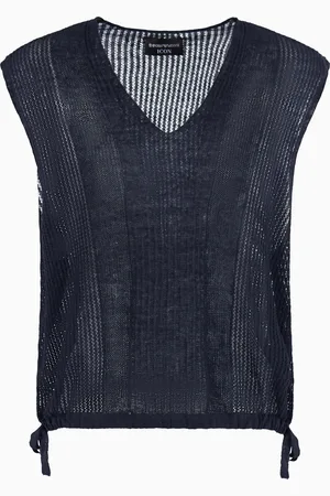 Emporio Armani Top en maille de lin mélangé Icon