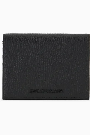 Emporio Armani Portefeuille compact en cuir martelé