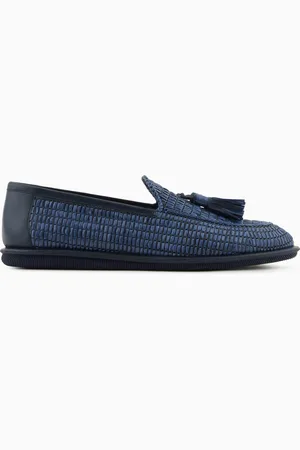 Giorgio Armani Mocassins en raphia tressé avec glands